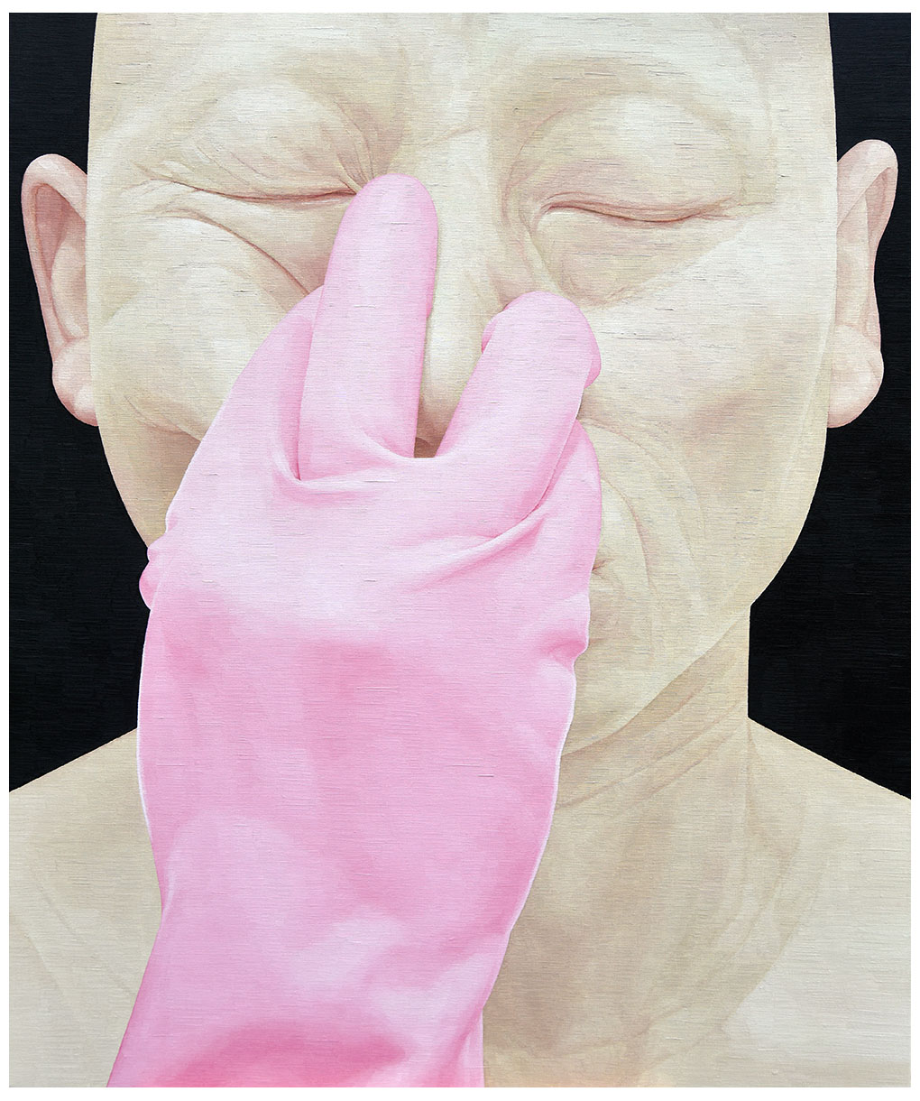 한 사람으로서의 자화상- 분홍장갑6002 120cm x 100cm oil on canvas 2016.jpg