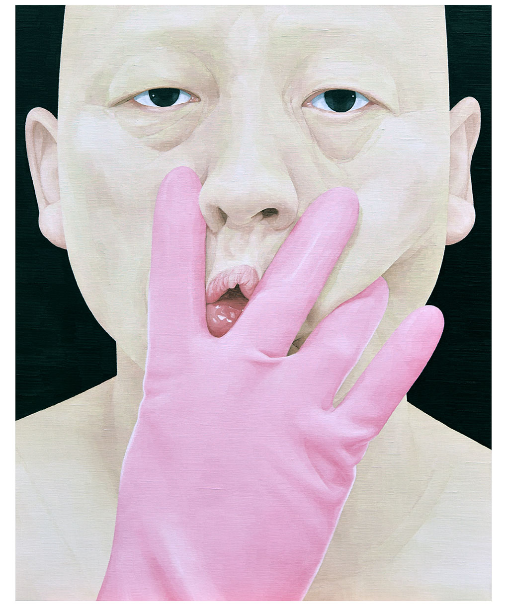 한 사람으로서의 자화상- 분홍장갑3002 90.9cm x 72.7cm oil on canvas 2016.jpg